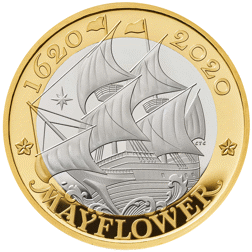 Pre-Owned 2020 UK 400th Anniversary Mayflower Voyage £2 Proof Silver Coin - VAT Free