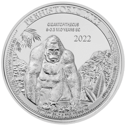 Pre-Owned 2022 Congo Prehistoric Life Gigantopithecus 1oz Silver Coin - VAT Free