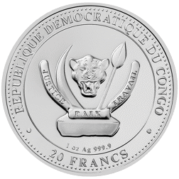 Pre-Owned 2022 Congo Prehistoric Life Gigantopithecus 1oz Silver Coin - VAT Free