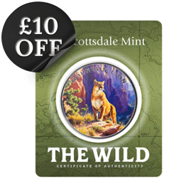 Scottsdale Mint The Wild: Mountain Lion Colourised Certi-Lock 1oz Silver Round