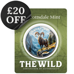 Scottsdale Mint The Wild: Bighorn Sheep Colourised Certi-Lock 1oz Silver Round