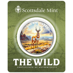 Scottsdale Mint The Wild: Pronghorn Antelope Colourised Certi-Lock 1oz Silver Round*
