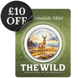 Scottsdale Mint The Wild: Pronghorn Antelope Colourised Certi-Lock 1oz Silver Round