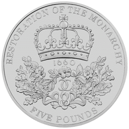 Pre-Owned 2010 UK Restoration of the Monarchy £5 Piedfort Proof Design Silver Coin - VAT Free