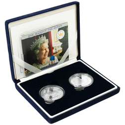 Pre-Owned 2002 - 2003 UK Queen Elizabeth II Royal Celebration Proof Silver 2-Coin Set - VAT Free