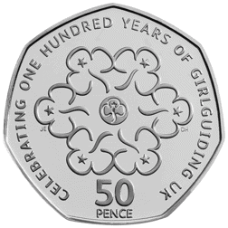 Pre-Owned 2010 UK Girlguiding UK 50p Piedfort Proof Design Silver Coin - VAT Free