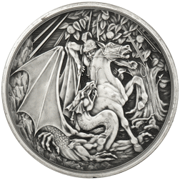 Pre-Owned UK Royal Mint Masterpiece: St George and the Dragon 250g Silver Medal - Damaged Box