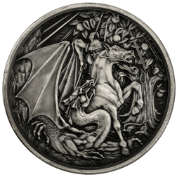 Pre-Owned UK Royal Mint Masterpiece: St George and the Dragon 250g Silver Medal - Damaged Box