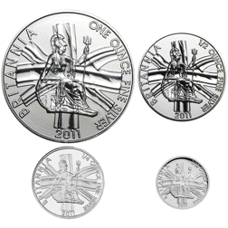 Pre-Owned 2011 UK Britannia Proof Silver 4-Coin Collection - Missing Outer Box - VAT Free