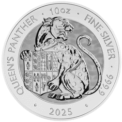 Pre-Owned 2025 UK Tudor Beasts Queen's Panther 10oz Silver Coin - VAT Free