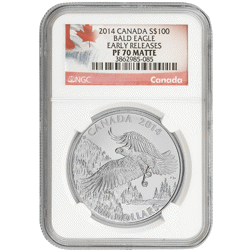 Pre-Owned 2014 Canadian Bald Eagle 1oz Matte Proof Silver Coin - NGC Graded PF70 - 3862985-085 - VAT