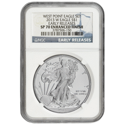 Pre-Owned 2013 USA Eagle 'Enhanced Finish' 1oz Silver Coin - NGC Graded SP70 - 3787506-150 - VAT Free