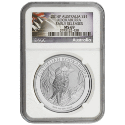 Pre-Owned 2014 Australian Kookaburra 1oz Silver Coin - NGC Graded MS69 - 3793132-438 - VAT Free