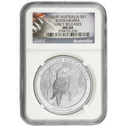 Pre-Owned 2014 Australian Kookaburra 1oz Silver Coin - NGC Graded MS69 - 3794151-030 - VAT Free