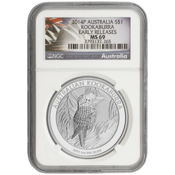 Pre-Owned 2014 Australian Kookaburra 1oz Silver Coin - NGC Graded MS69 - 3793132-265 - VAT Free