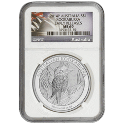 Pre-Owned 2014 Australian Kookaburra 1oz Silver Coin - NGC Graded MS69 - 3793132-251 - VAT Free