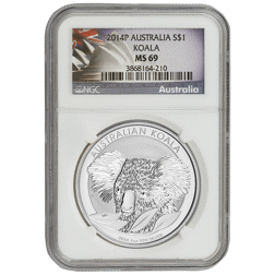 Pre-Owned 2014 Australian Koala 1oz Silver Coin - NGC Graded MS69 - 3868164-210 - VAT Free