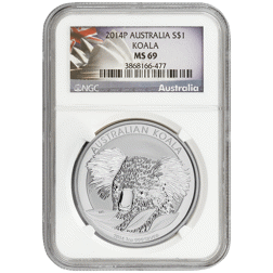 Pre-Owned 2014 Australian Koala 1oz Silver Coin - NGC Graded MS69 - 3868166-477 - VAT Free