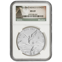 Pre-Owned 2013 Mexican Libertad 1oz Silver Coin - NGC Graded MS69 - 3797258-287 - VAT Free