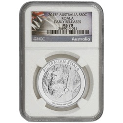 Pre-Owned 2013 Australian Koala 1/2oz Silver Coin - NGC Graded MS70 - 3689014-021 - VAT Free