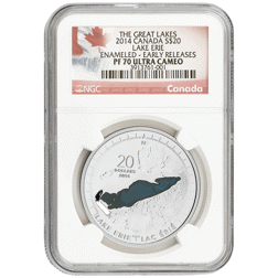 Pre-Owned 2014 Canadian Great Lakes: Lake Erie 1oz Proof Silver Coin - NGC Graded PF70 - 3913761-001