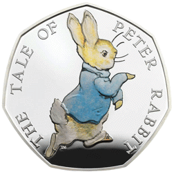 Pre-Owned 2017 UK Post Office Beatrix Potter 'Peter Rabbit' Proof Silver 50p Coin - VAT Free