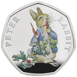 Pre-Owned 2018 UK Post Office Beatrix Potter 'Peter Rabbit' Proof Silver 50p Coin - VAT Free