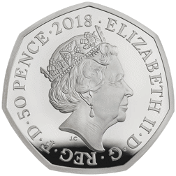 Pre-Owned 2018 UK Post Office Beatrix Potter 'Peter Rabbit' Proof Silver 50p Coin - VAT Free