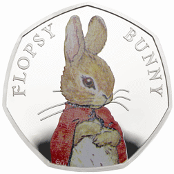 Pre-Owned 2018 UK Post Office Beatrix Potter 'Flopsy Bunny' Proof Silver 50p Coin - VAT Free