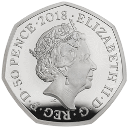 Pre-Owned 2018 UK Post Office Beatrix Potter 'Flopsy Bunny' Proof Silver 50p Coin - VAT Free