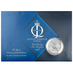 Pre-Owned 2012 Bermuda Queen Elizabeth II Diamond Jubilee $5 Proof Silver Coin - Carded - VAT Free