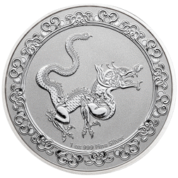 Pre-Owned 2020 Niue Yellow Snake Dragon 1oz Silver Coin - VAT Free