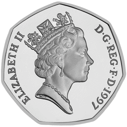 Pre-Owned 1997 UK 50p Piedfort Proof Design Silver Coin - VAT Free