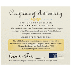 Pre-Owned 2006 UK Britannia 'Gift For Baby' 1oz Silver Coin - VAT Free