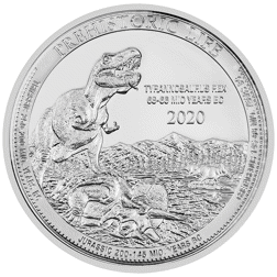 Pre-Owned 2020 Congo Prehistoric Life Tyrannosaurus Rex 1oz Silver Coin - VAT Free