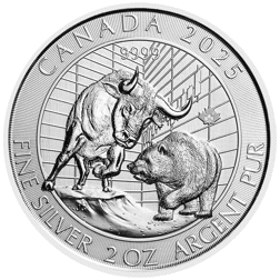 Pre-Owned 2025 Canadian Bull and Bear 2oz Silver Coin - VAT Free