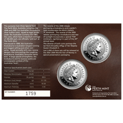 Pre-Owned 2008- 2009 Australia Kookaburra 1oz Silver 2-Coin Set - Carded - VAT Free