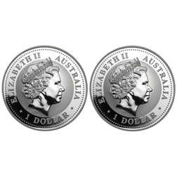 Pre-Owned 2008- 2009 Australia Kookaburra 1oz Silver 2-Coin Set - Carded - VAT Free