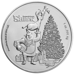 Pre-Owned 2021 Fiji Shrek Christmas 1oz Silver Coin - VAT Free