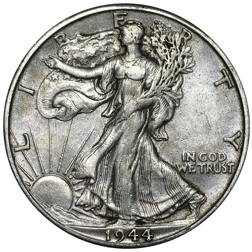 Pre-Owned 1944 USA Walking Liberty Half Dollar Denver Mint Silver Coin - VAT Free