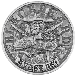 Pre-Owned Mason Mint Blackbeard 1oz Antique Finish Silver Round