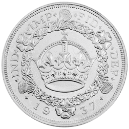 Pre-Owned 1937 UK 1 Crown - Wreath Pattern Silver Coin - VAT Free