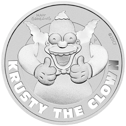 Pre-Owned 2020 Tuvalu Krusty the Clown 1oz Silver Coin - VAT Free