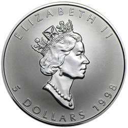 Pre-Owned 1998 Canada Maple 'Tiger Privy' 1oz Silver Coin - VAT Free