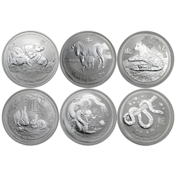 Pre-Owned Australian Lunar Series II Silver Full 12-Coin Collection - VAT Free
