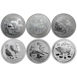 Pre-Owned Australian Lunar Series II Silver Full 12-Coin Collection - VAT Free