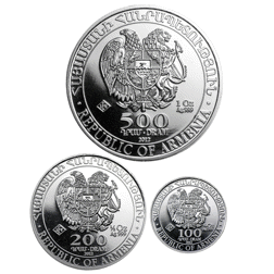 Pre-Owned 2012 Armenian Noah's Ark Silver 3-Coin Collection - VAT Free