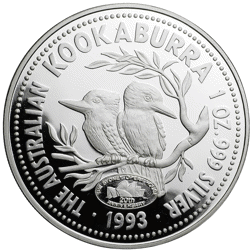 Pre-Owned 1993 Australia Kookaburra Sydney Opera House Privy 1oz Silver Coin - VAT Free