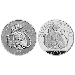 Pre-Owned 2025 UK Tudor Beasts Queen's Panther 1oz Proof Silver 2-Coin Set - VAT Free