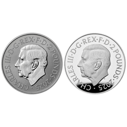 Pre-Owned 2025 UK Tudor Beasts Queen's Panther 1oz Proof Silver 2-Coin Set - VAT Free